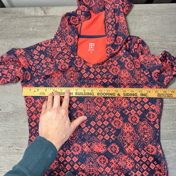 Title Nine Mercury Long Sleeve Hooded Dress Blue Geometric Small - Picture 9 of 12